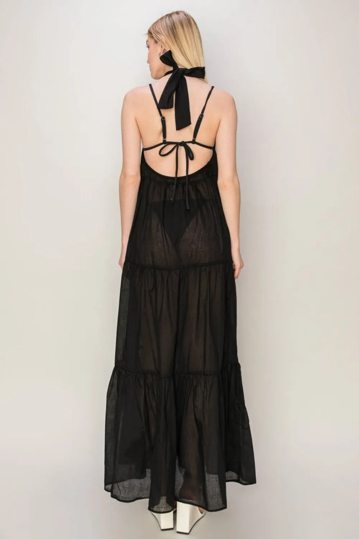 Black Hyfve Halter Neck Cover Up Maxi Dress