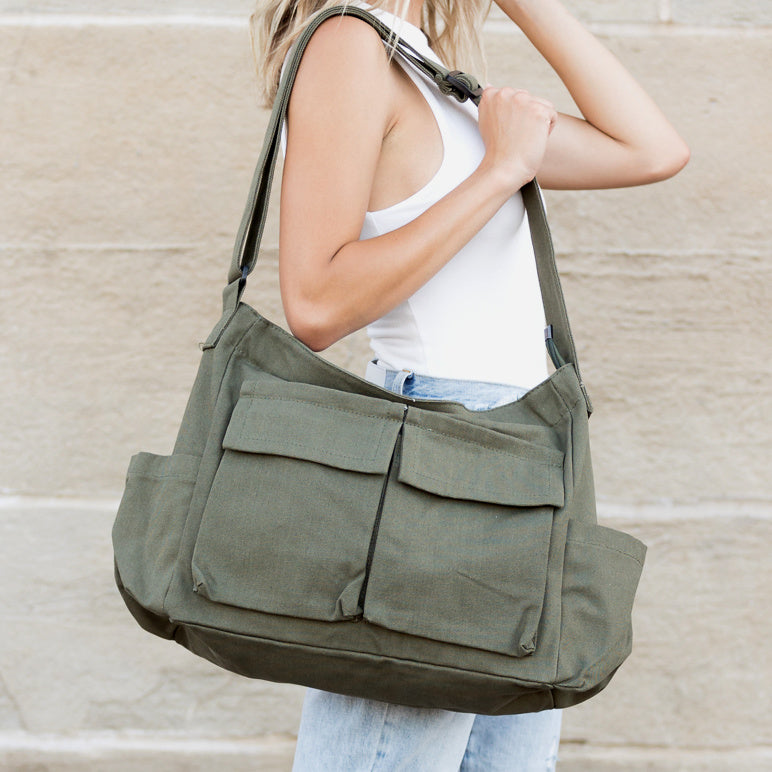 Camel Nova Oversize Canvas Messenger Bag 1