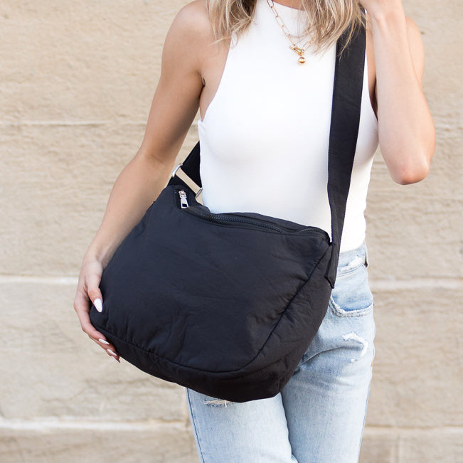 Black Lula Everywhere Nylon Messenger Bag
