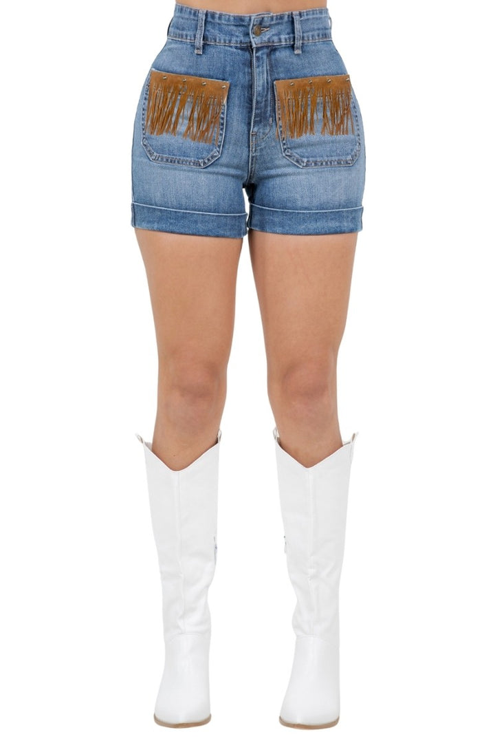 Medium Wash Willow Fringe Short Medium Wash