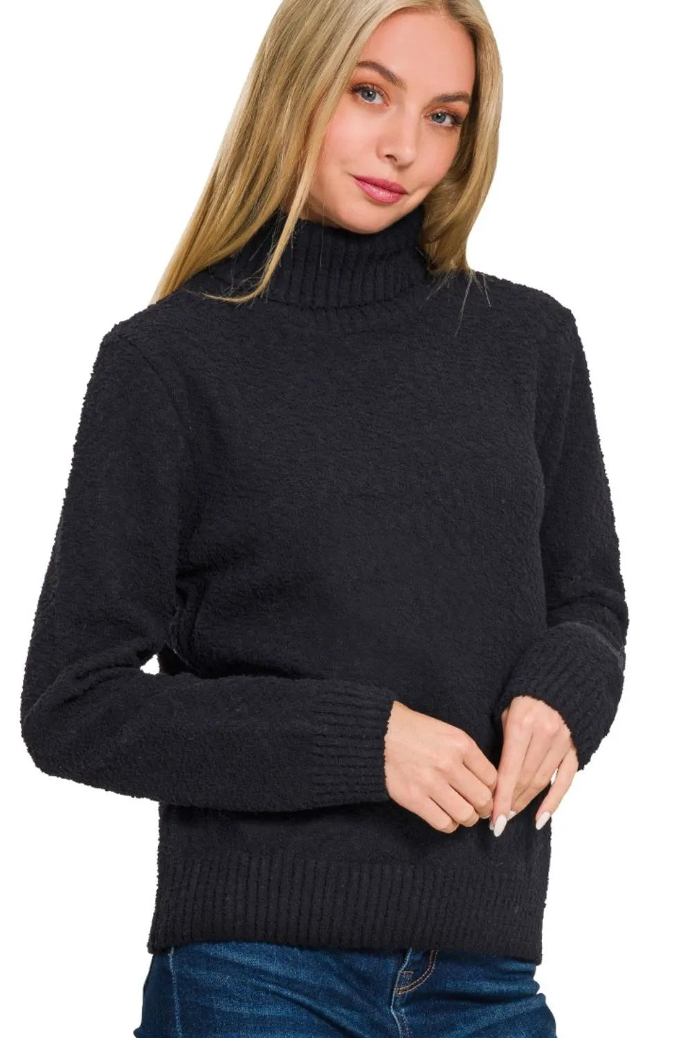 Black Zenana Turtle Neck Long Sleeve Sweater
