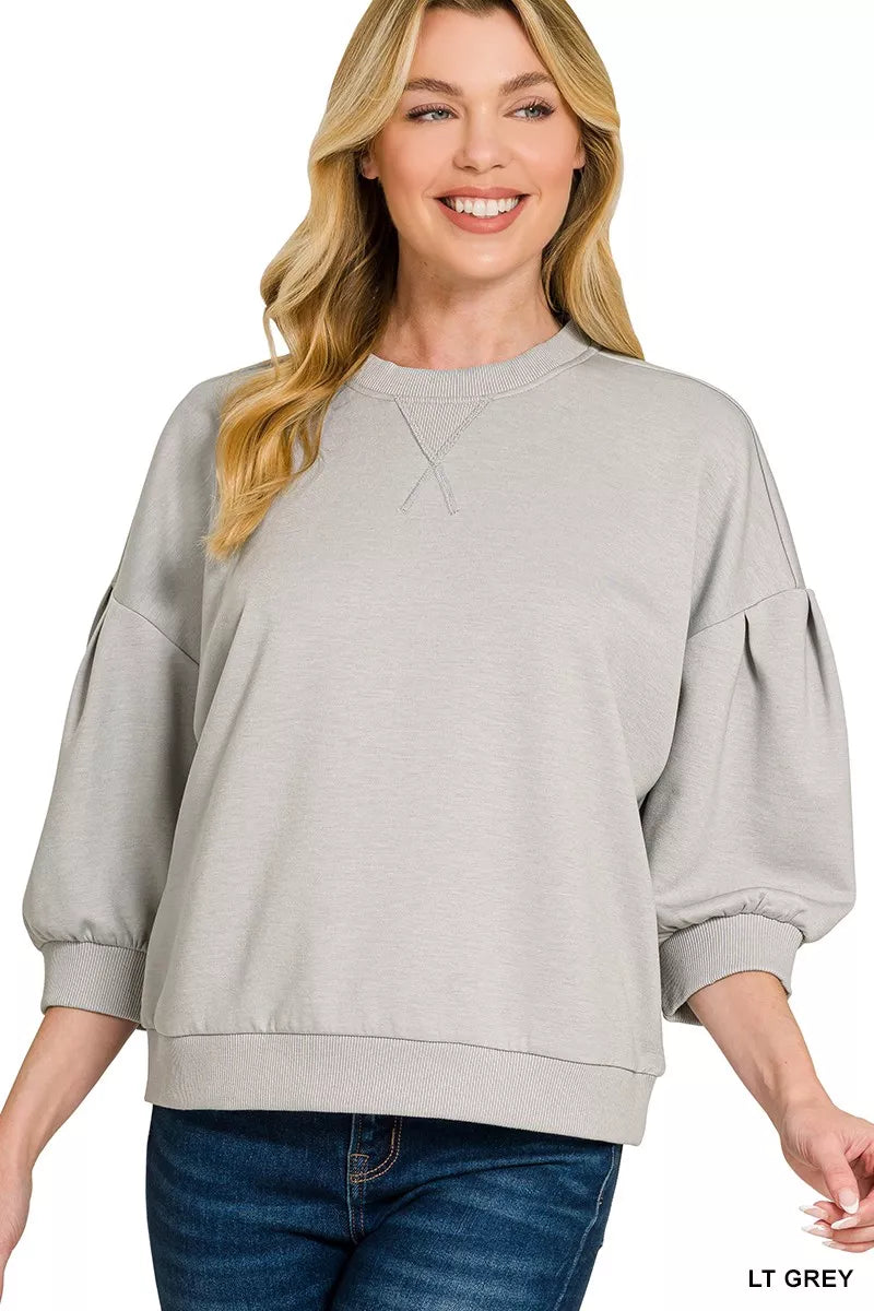 Lt Grey Zenana Scuba Dolman Sleeve Sweatshirt 4