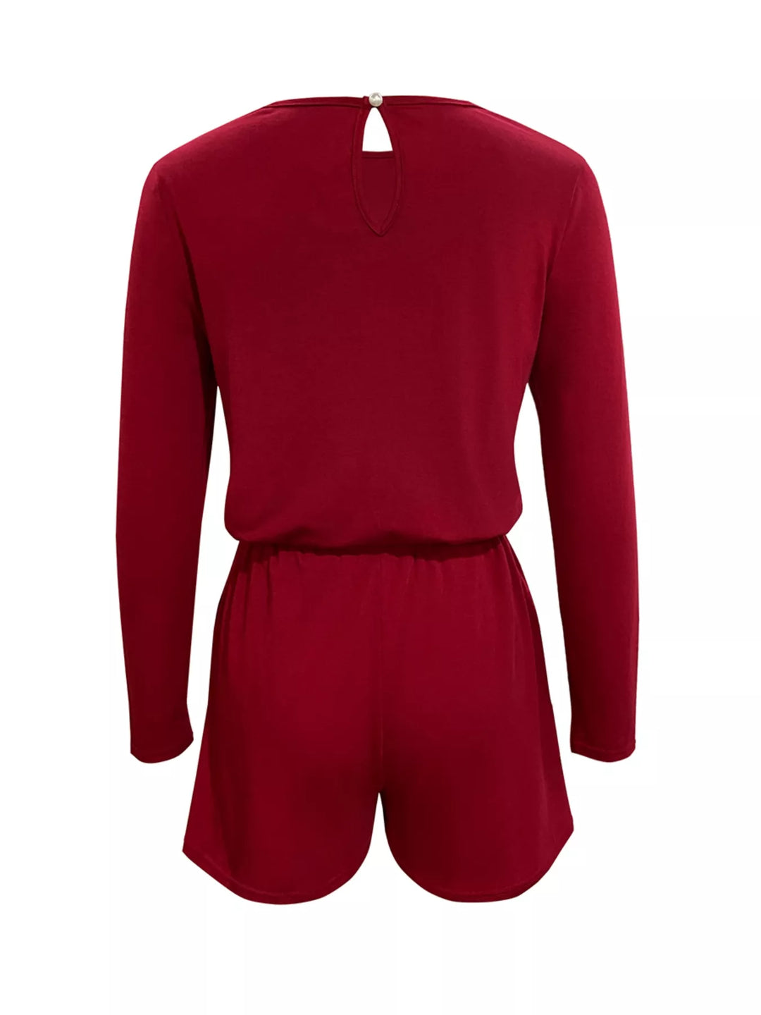 Gray Long Sleeve Drawstring Romper