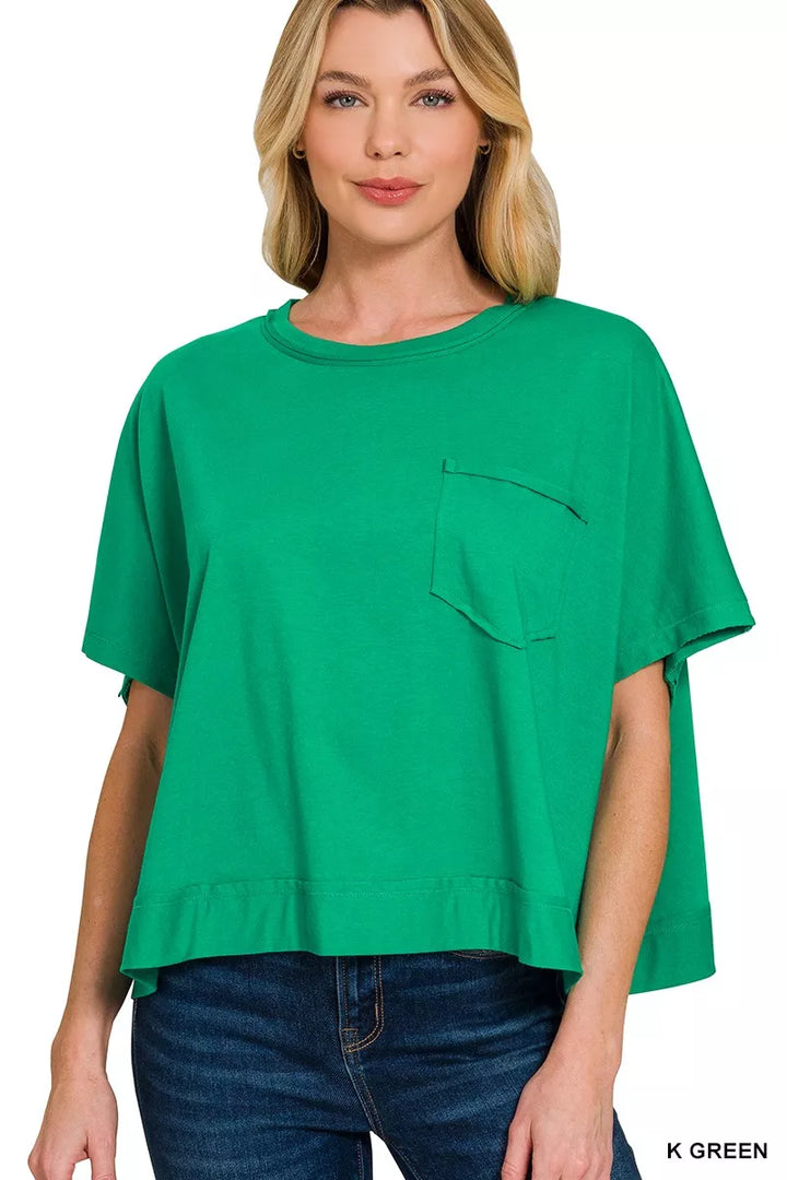 K Green Zenana Exposed Seam Boxy Top