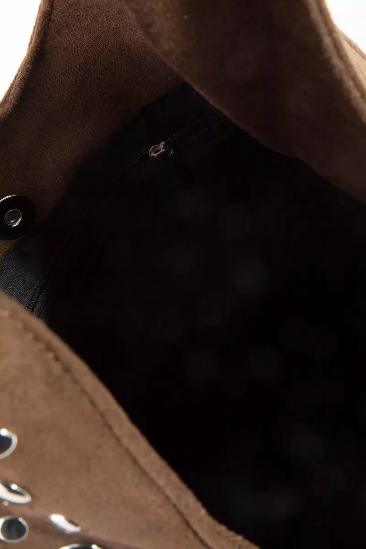 Bk Fame Grommet Studded Suede Shoulder Bag
