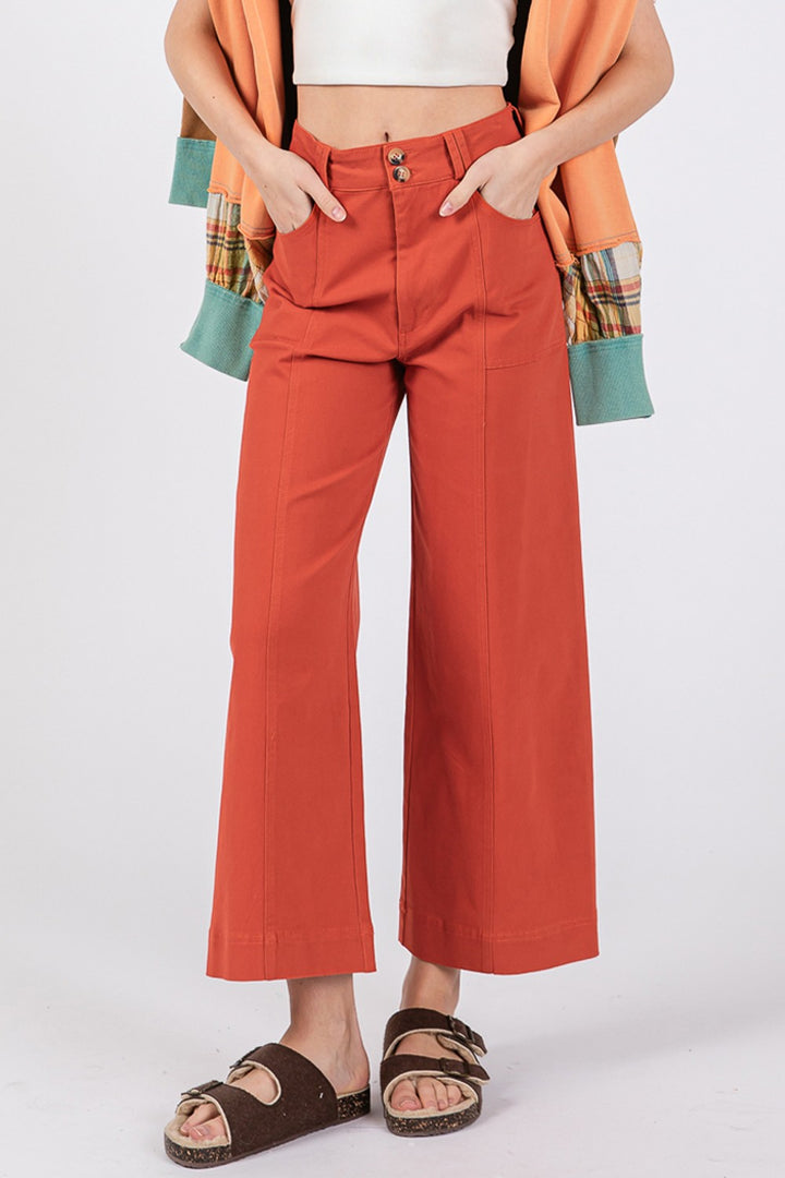 Sage Fig Wide Leg Cropped Pants 1