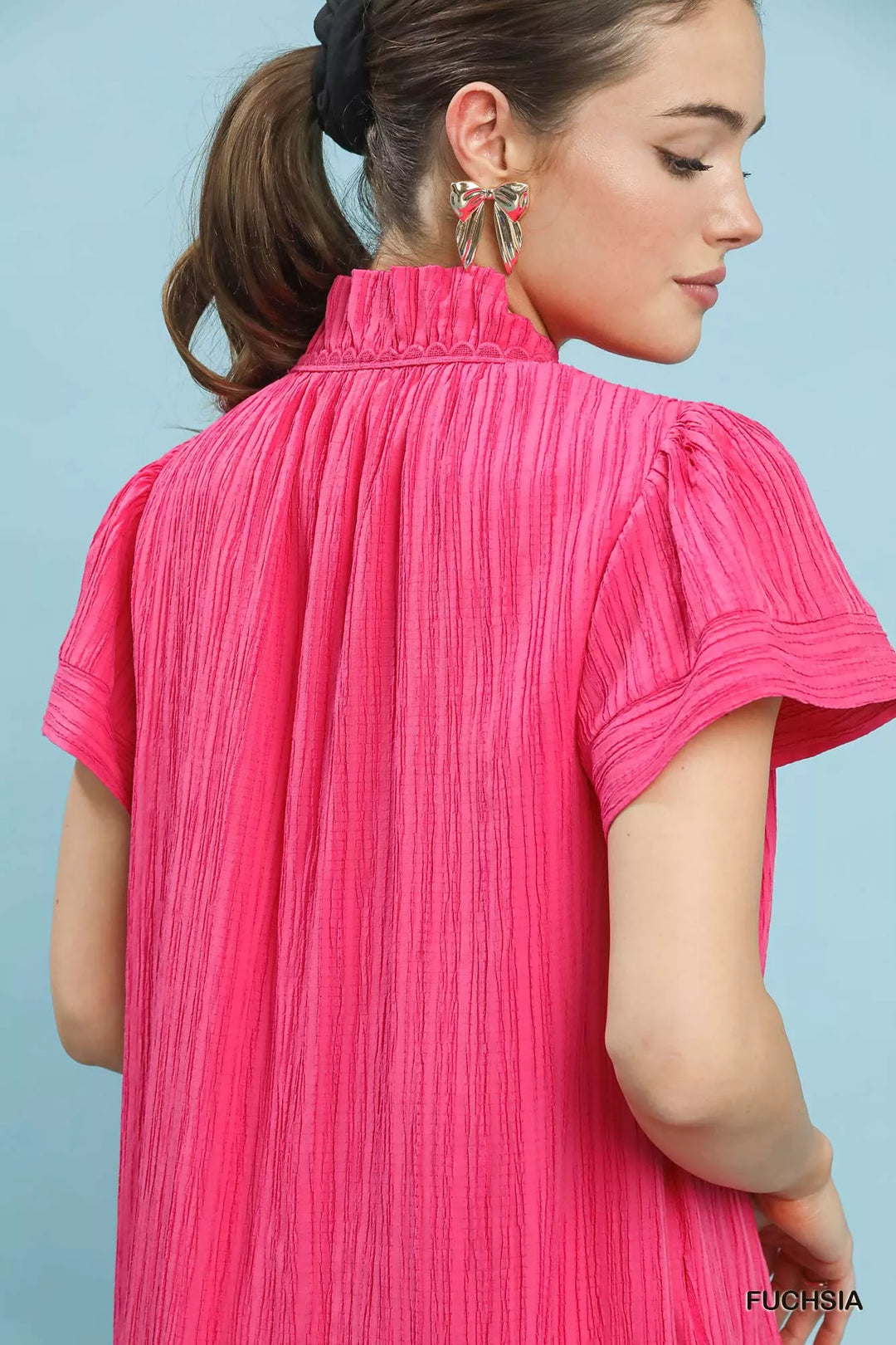 Umgee Flutter Sleeve V Neck Shift Dress 1