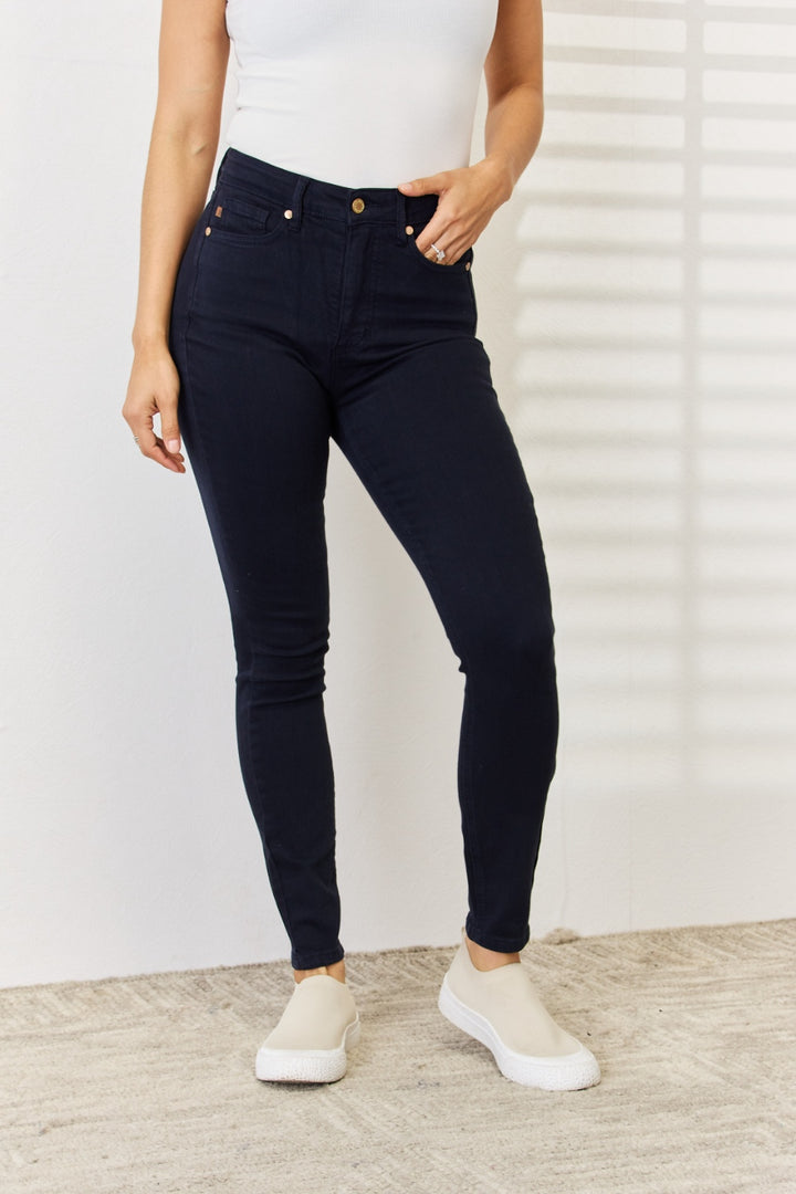 NAVY Judy Blue Full Size Garment Dyed Tummy Control Skinny Jeans