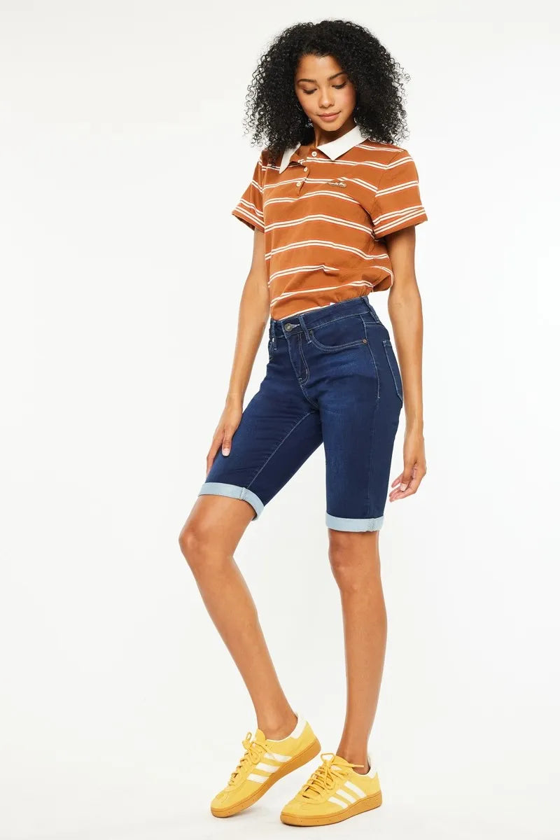 Dark Kancan Mid Rise Bermuda Denim Shorts