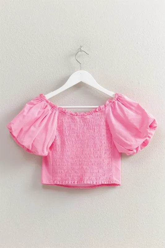 Pink Hyfve Puff Sleeve Sweetheart Neck Top 3