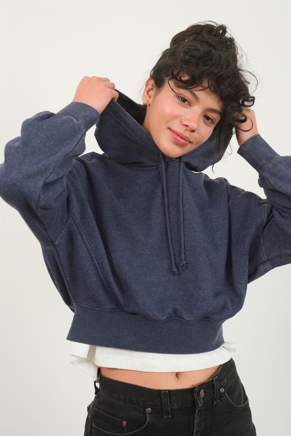 Dark Night Hyfve Drop Shoulder Cropped Hoodie