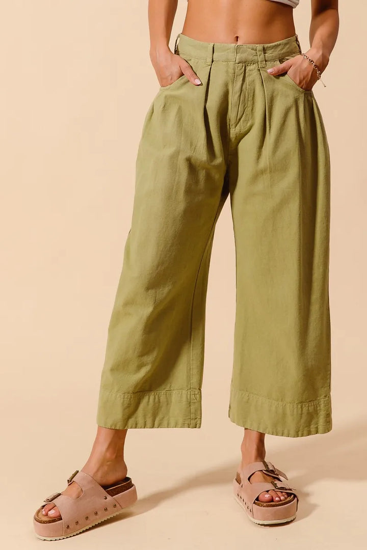 Sage So Me Mid Rise Wide Leg Chino Pants With Pockets 1