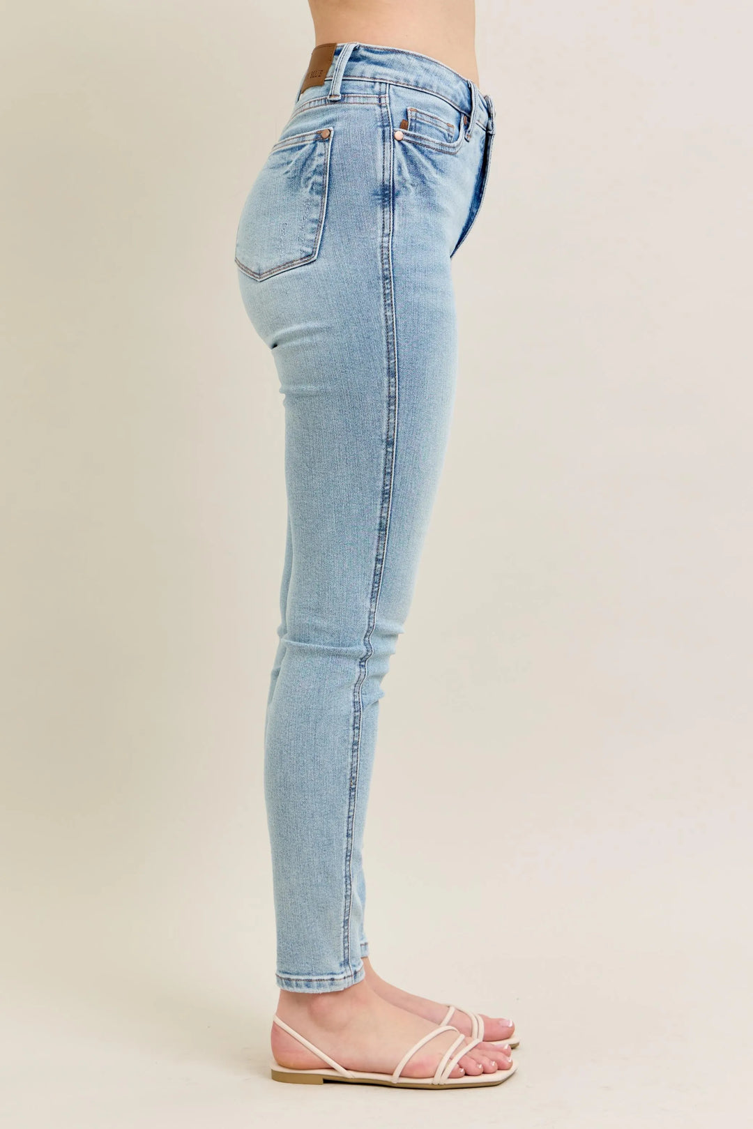 Light Judy Blue Full Size Mr Tummy Control Vintage Wash Skinny Jeans Plus Size