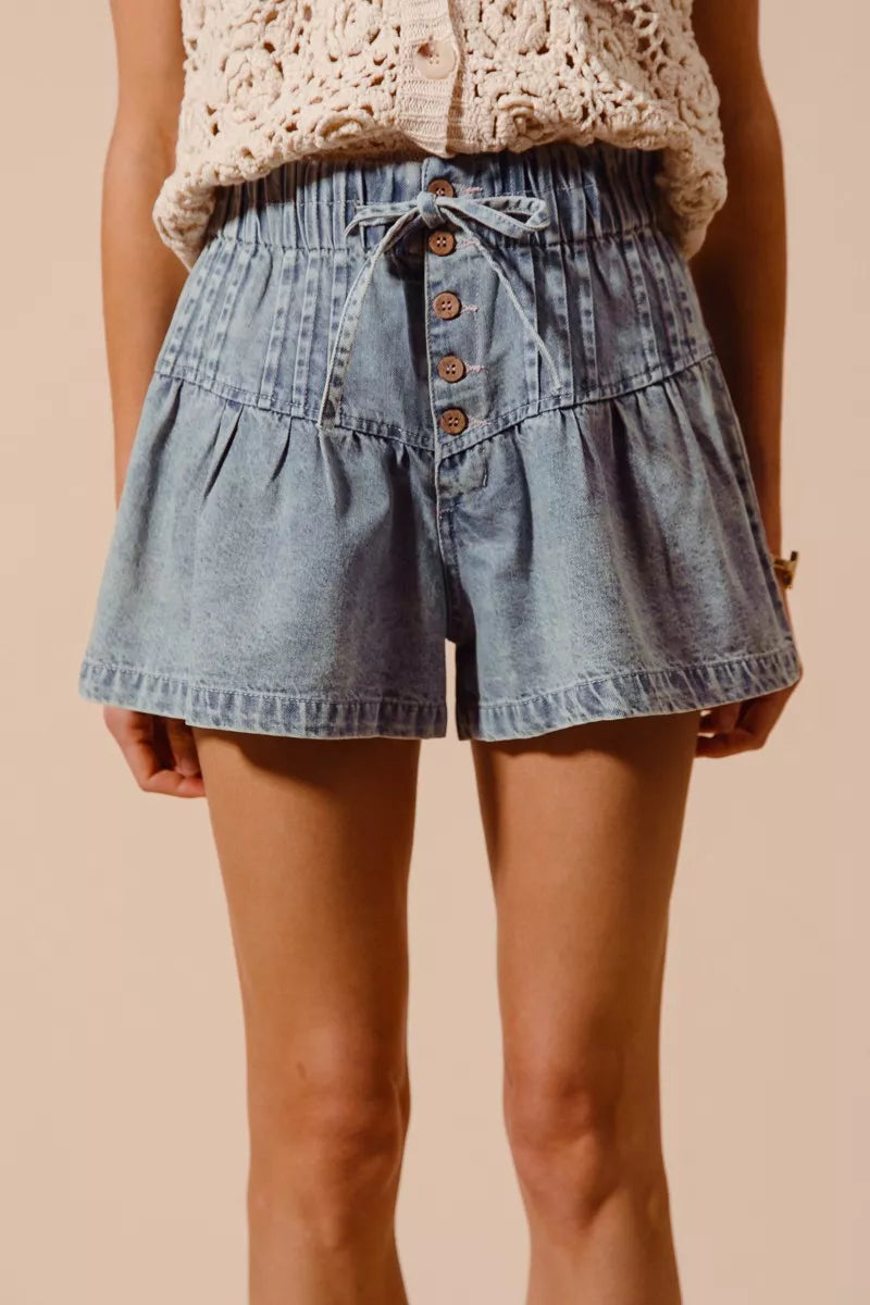 Denim So Me Flared Denim Shorts With Elasticized Waist