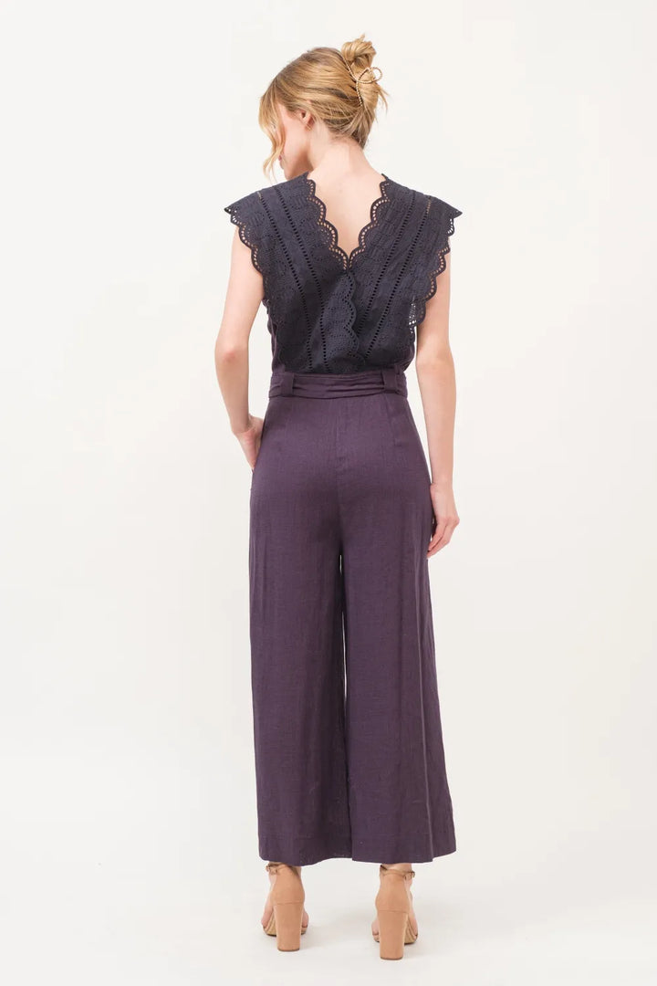 Purple And The Why Laced Surplice Tie Waist Jumpsuit