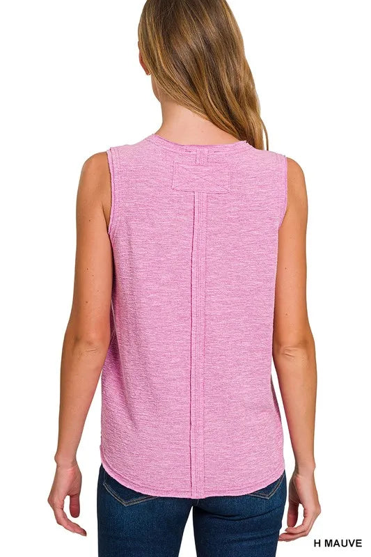 H Mauve Zenana Cotton Slub Tank Pants Set 2