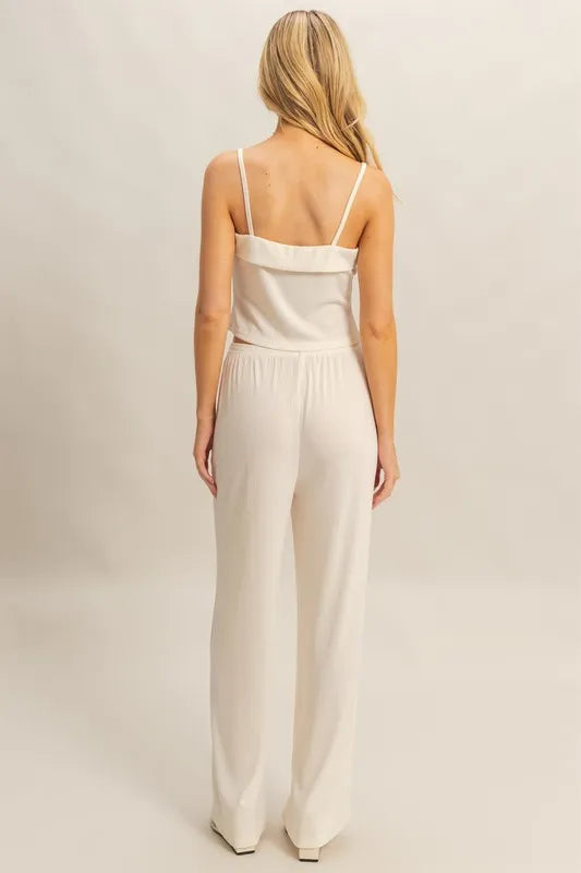 White Hyfve Rib Knit Cami Top And Pants Set 1