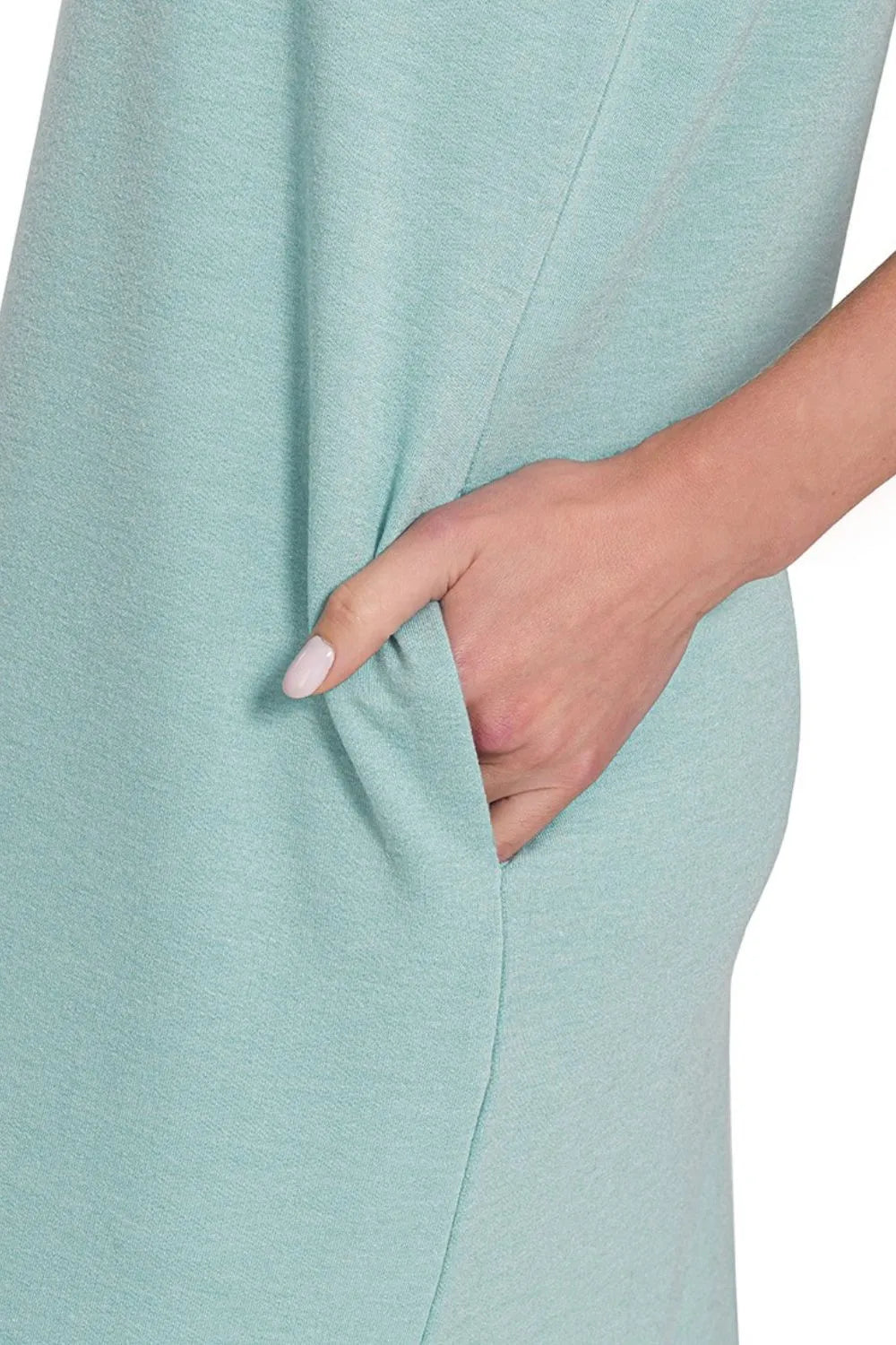 Dusty Teal Zenana French Terry Sleeveless Round Neck Midi Dress