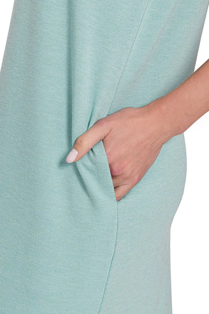 Dusty Teal Zenana French Terry Sleeveless Round Neck Midi Dress