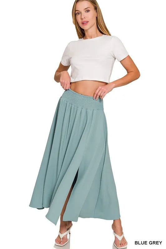 Zenana Heavy Woven Span Crop Tee Skirt Set 6