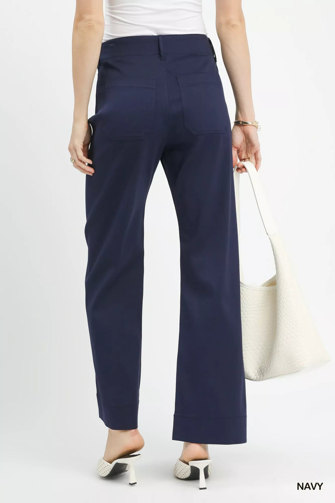 Navy Umgee Button Stretched Pants 1