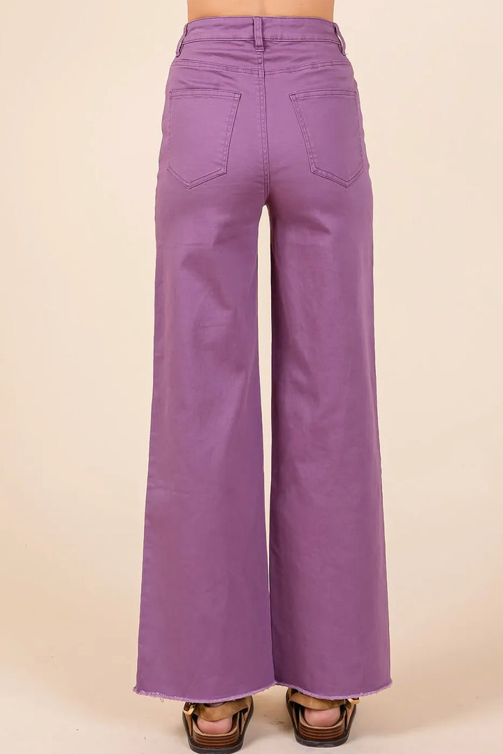 Plum Mittoshop Twill High Waisted Button Fly Wide Leg Pants 1