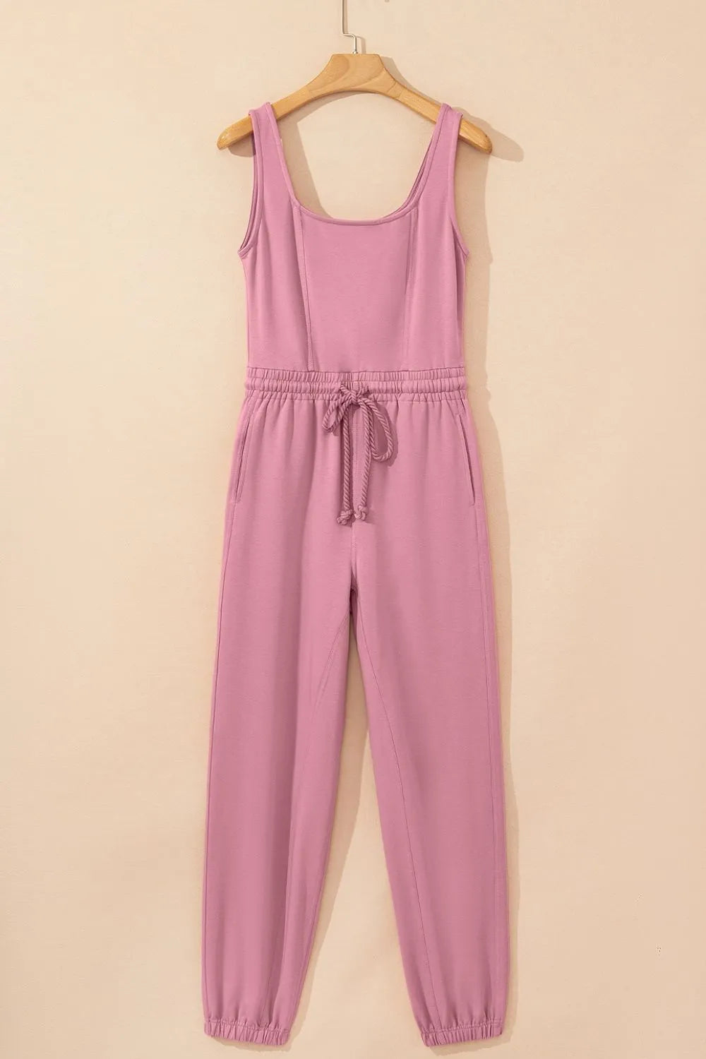 Elastic Waist Sleeveless Square Neck Jumpsuit
