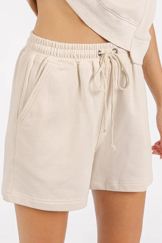 Mittoshop French Terry Crew Neck Top And Shorts Set 1