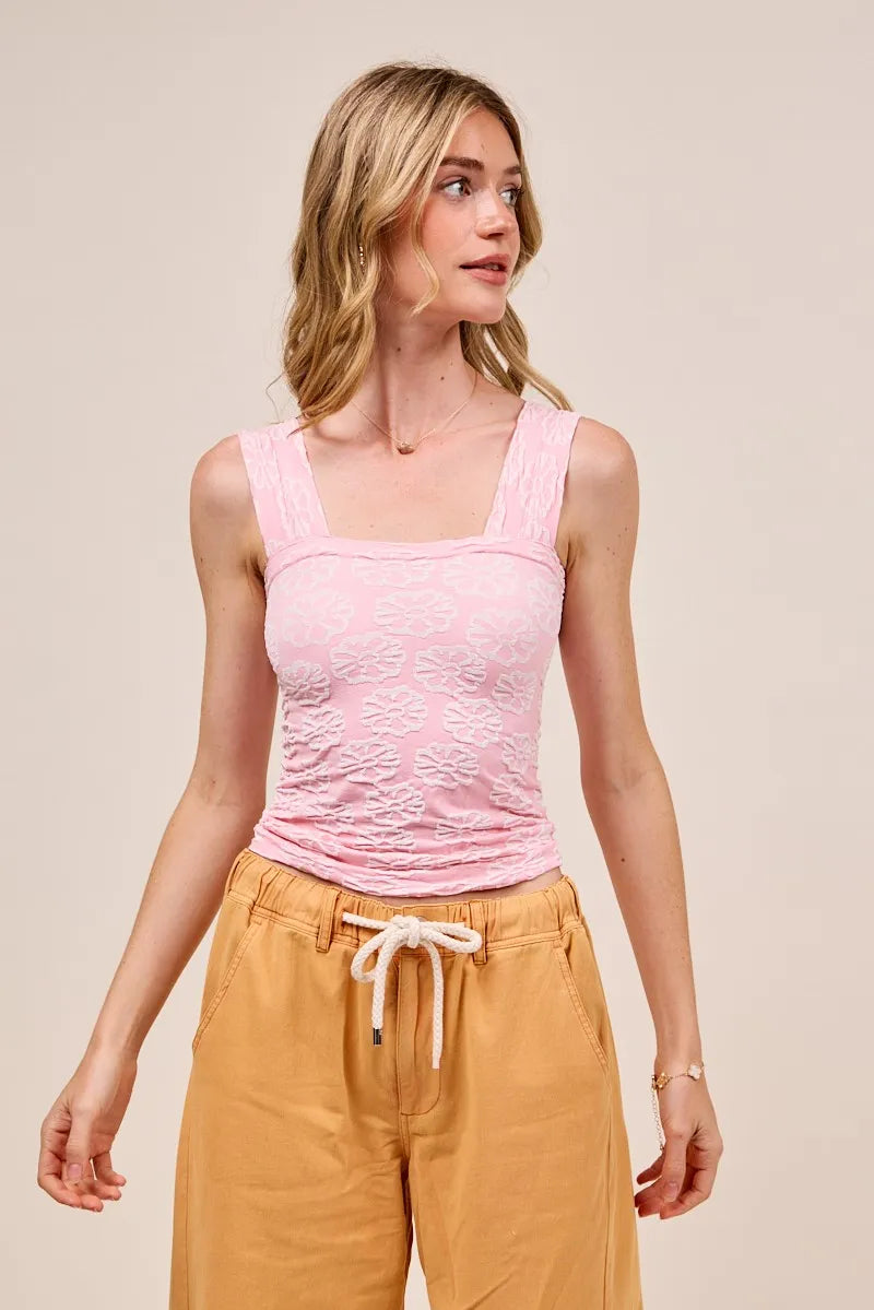 2Tone Blush So Me Two Tone Floral Seamless Tank Top 7