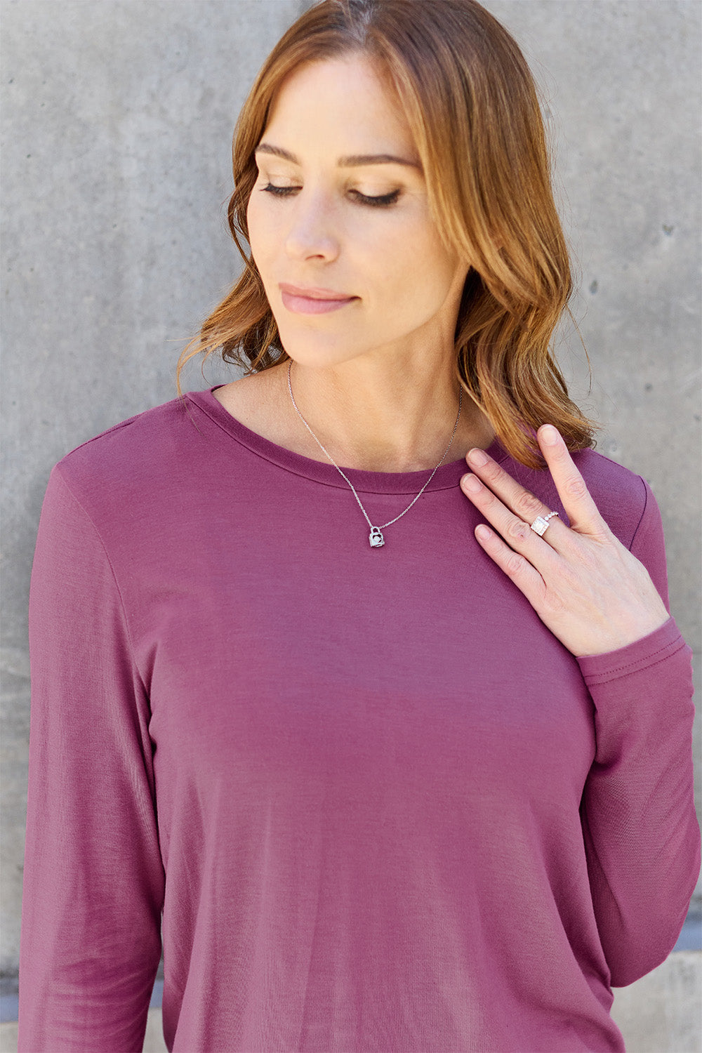 Dark Gray Basic Bae Full Size Round Neck Long Sleeve Top