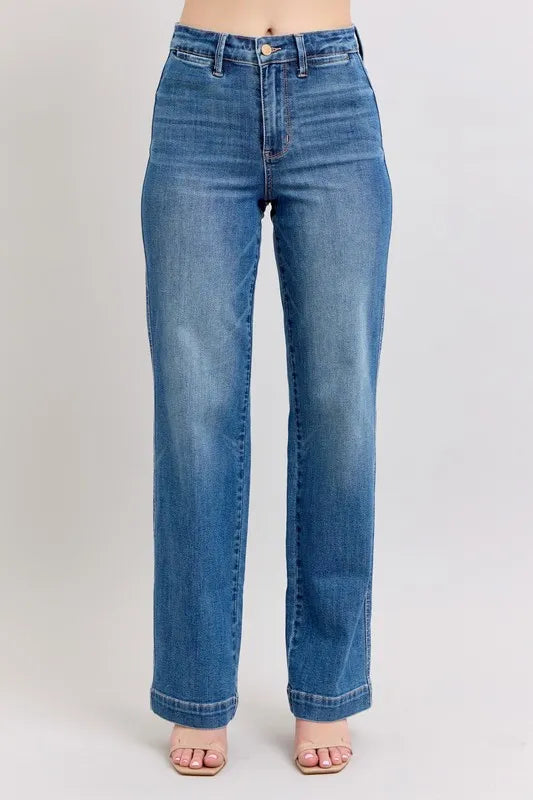 Md Judy Blue Full Size High Waist Contrast Thread Straight Plus Size