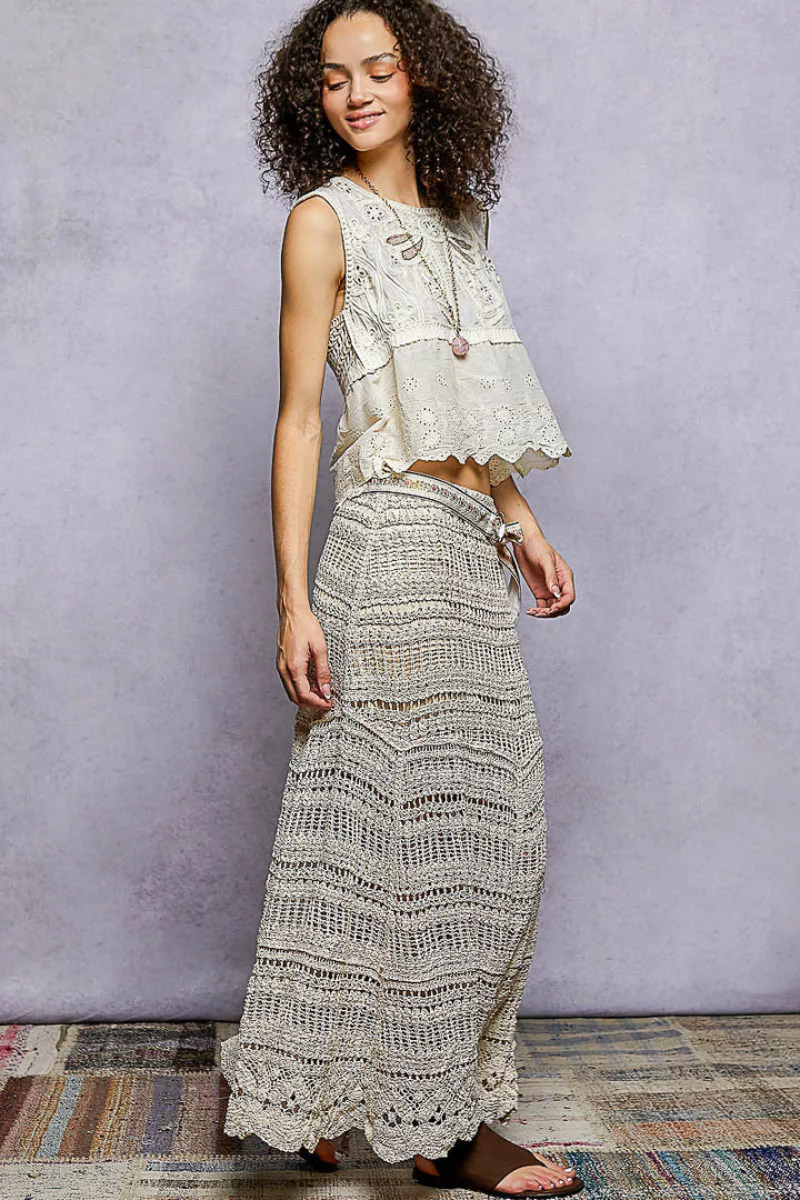 Pol Boho Crochet Knit Maxi Skirt 1