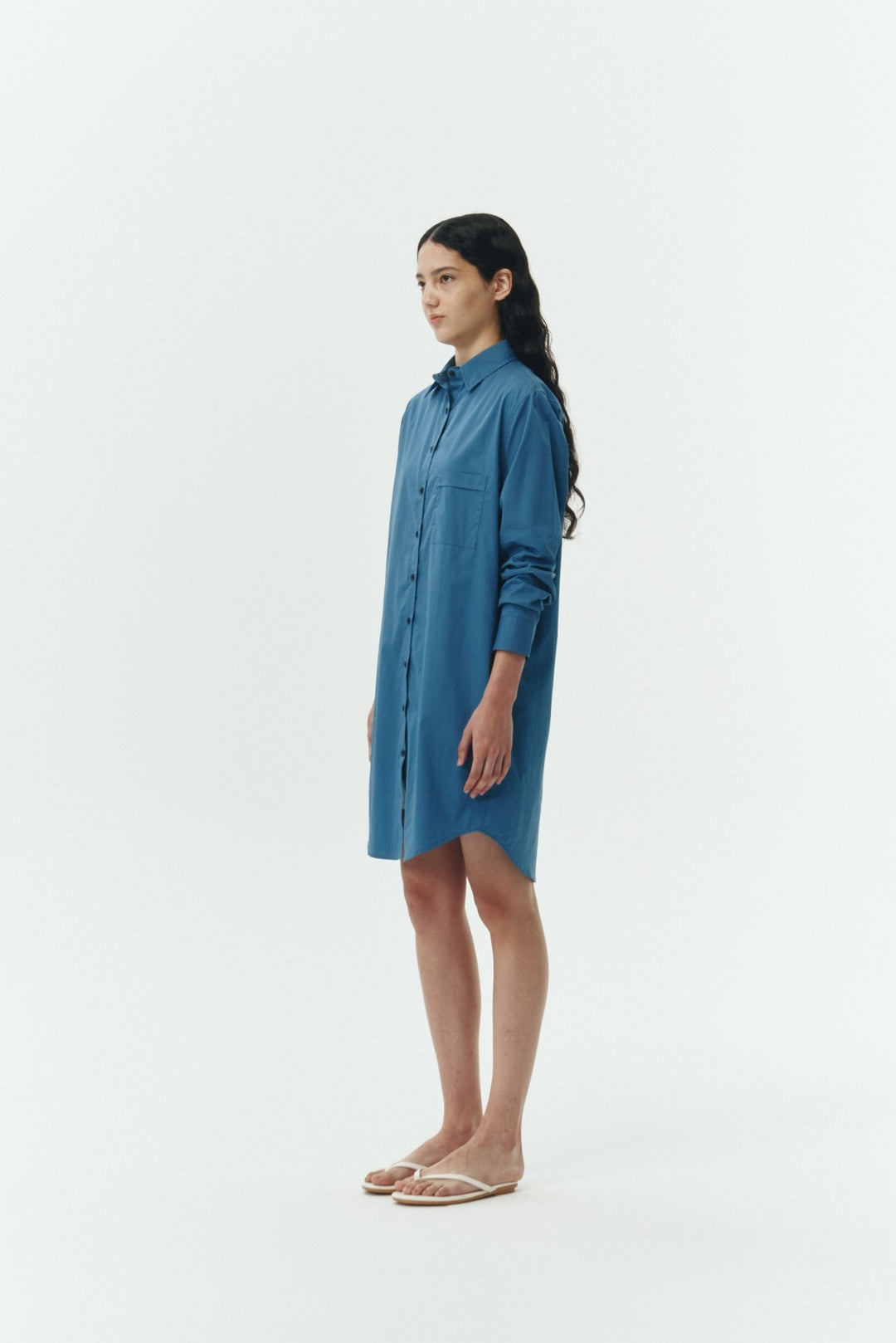 Cloud Gray Cara Solid Shirt Dress