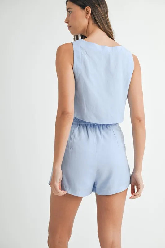 Mable Sleeveless Crop Top And Shorts Set 1