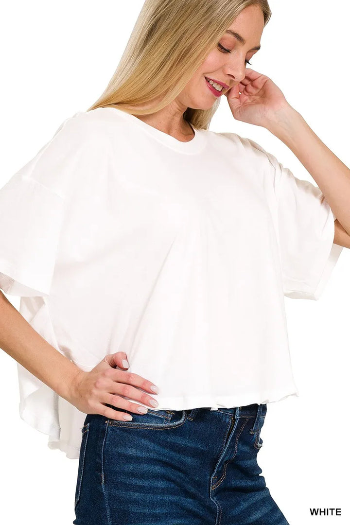 White Zenana Cotton Round Neck Short Sleeve T Shirt