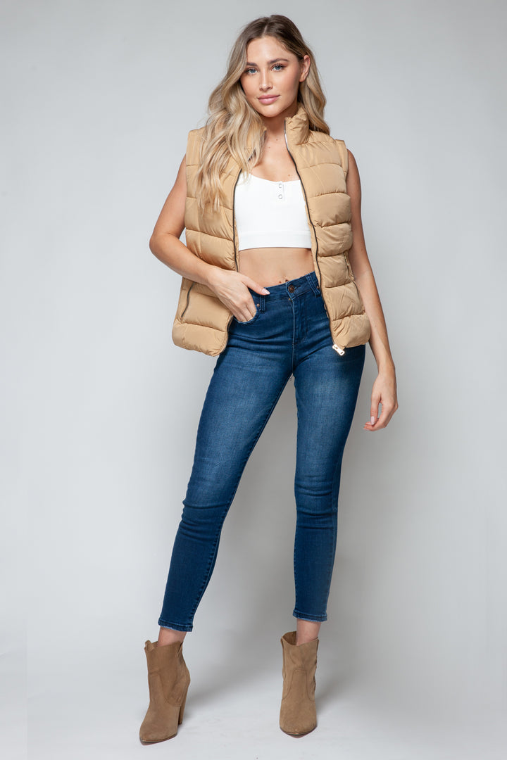 Snobbish Zip Up Turtleneck Vest With Pockets