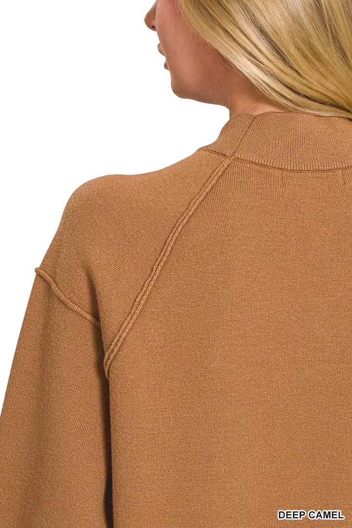 Zenana Viscose Mock Neck Exposed Seam Sweater 6