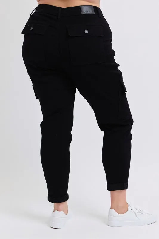 Bk Judy Blue Full Size High Waist Cargo Cuffed Jogger Plus Size