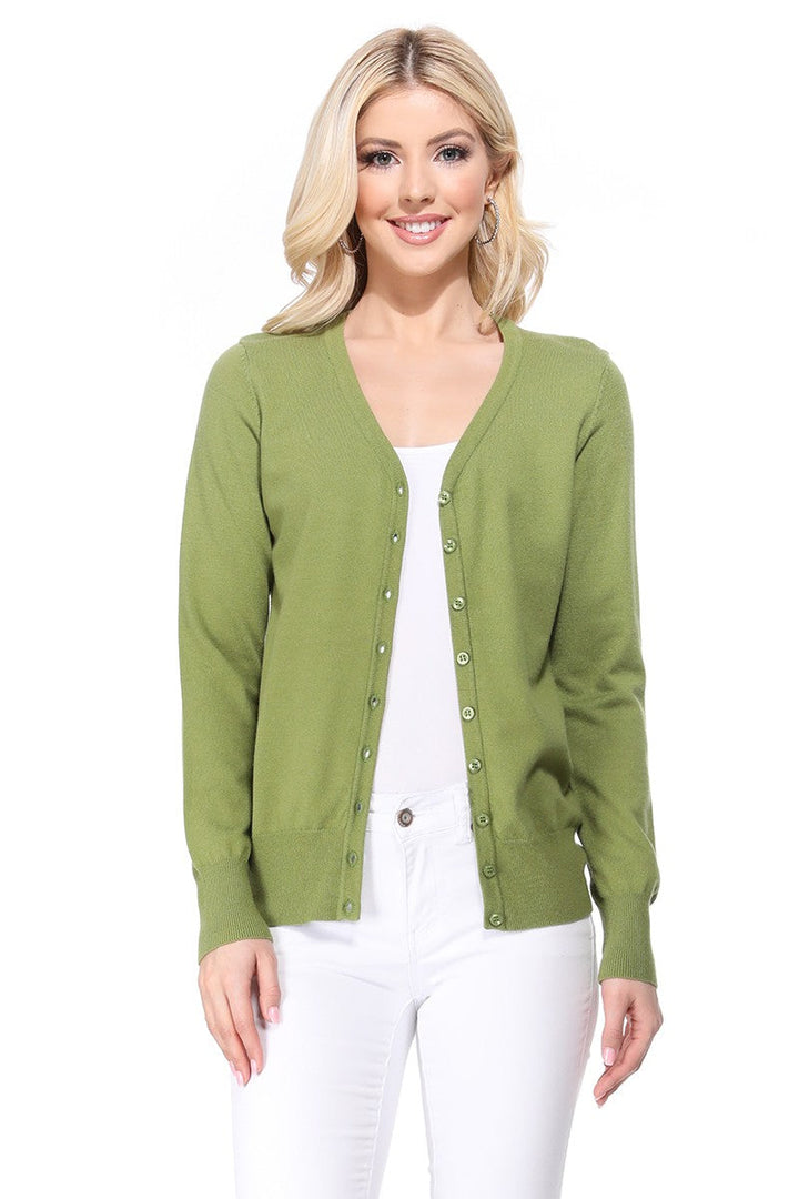Red Womens V Neck Button Down Knit Cardigan Sweater