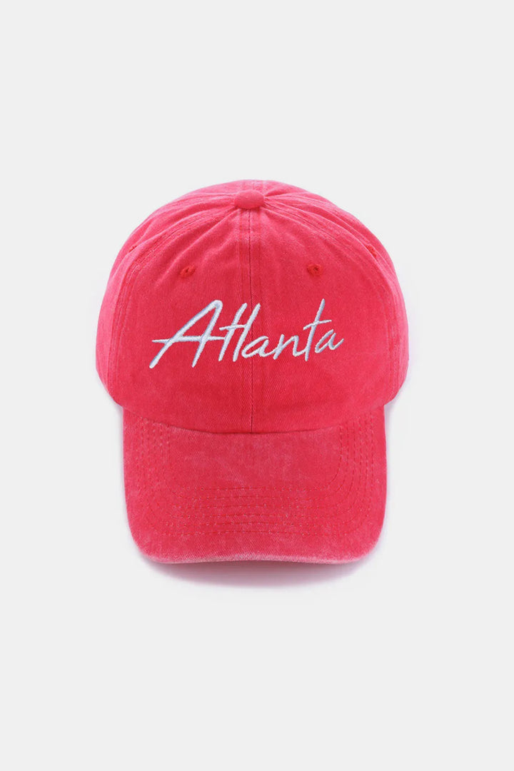 Zenana Washed Atlanta Embroidered Baseball Cap