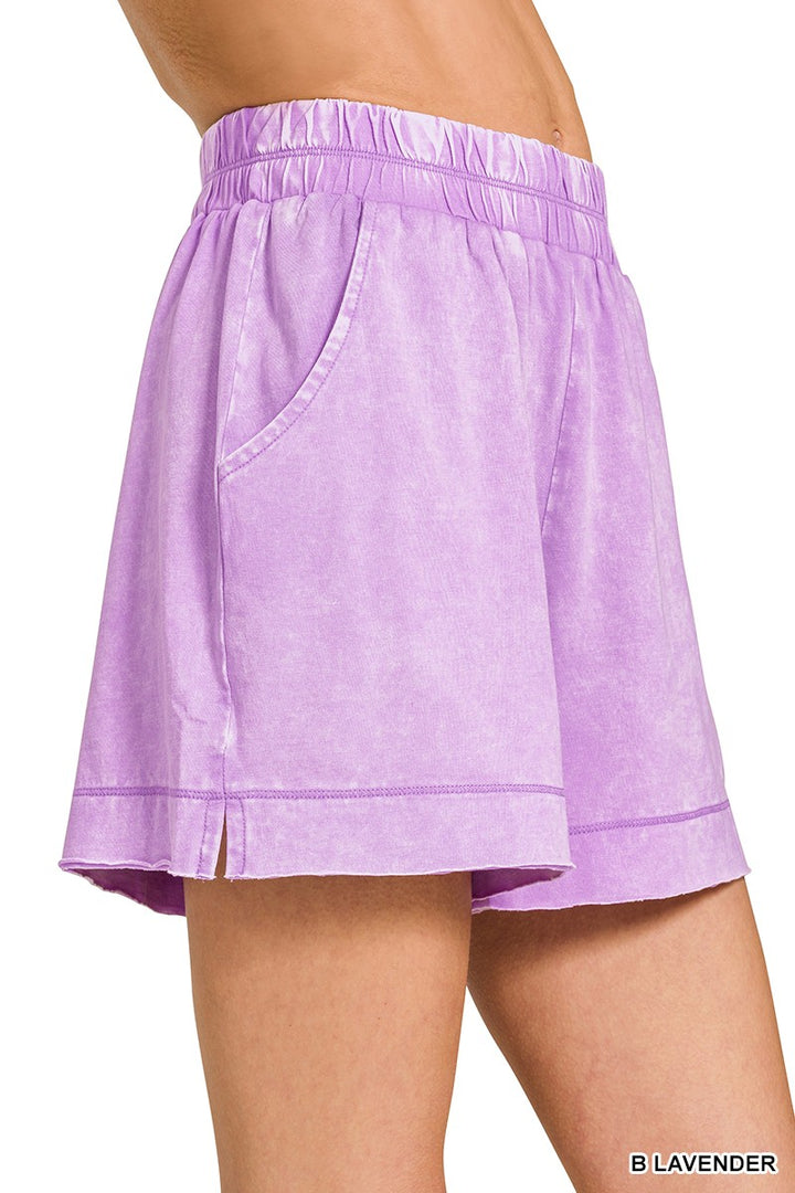 Zenana Acid Washed Oversized Top Shorts Set 1