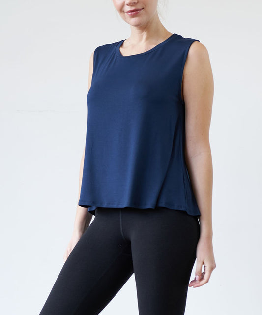 NAVY Bamboo Muscle Sleevless Top