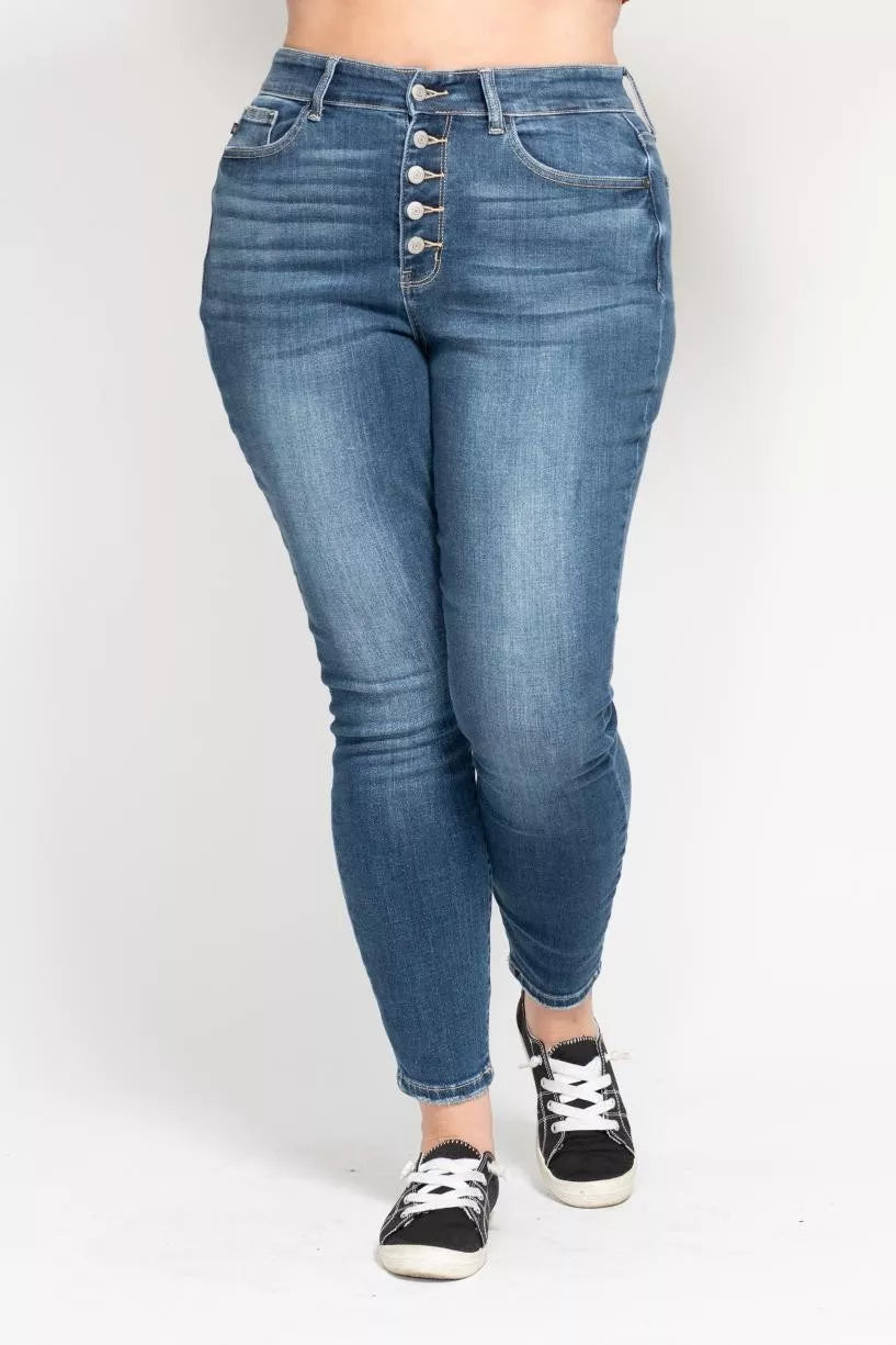 Md Judy Blue Full Size High Rise Button Fly Skinny Jeans Plus Size