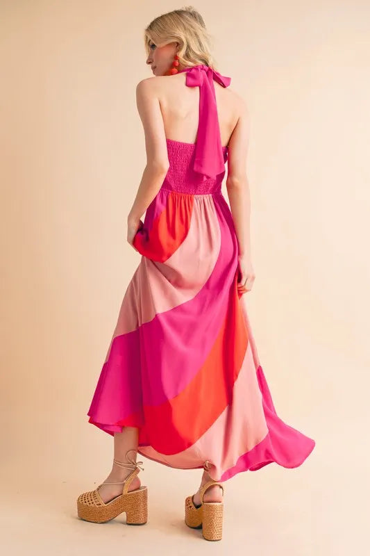 Aemi Co Color Block Sleeveless Maxi Dress