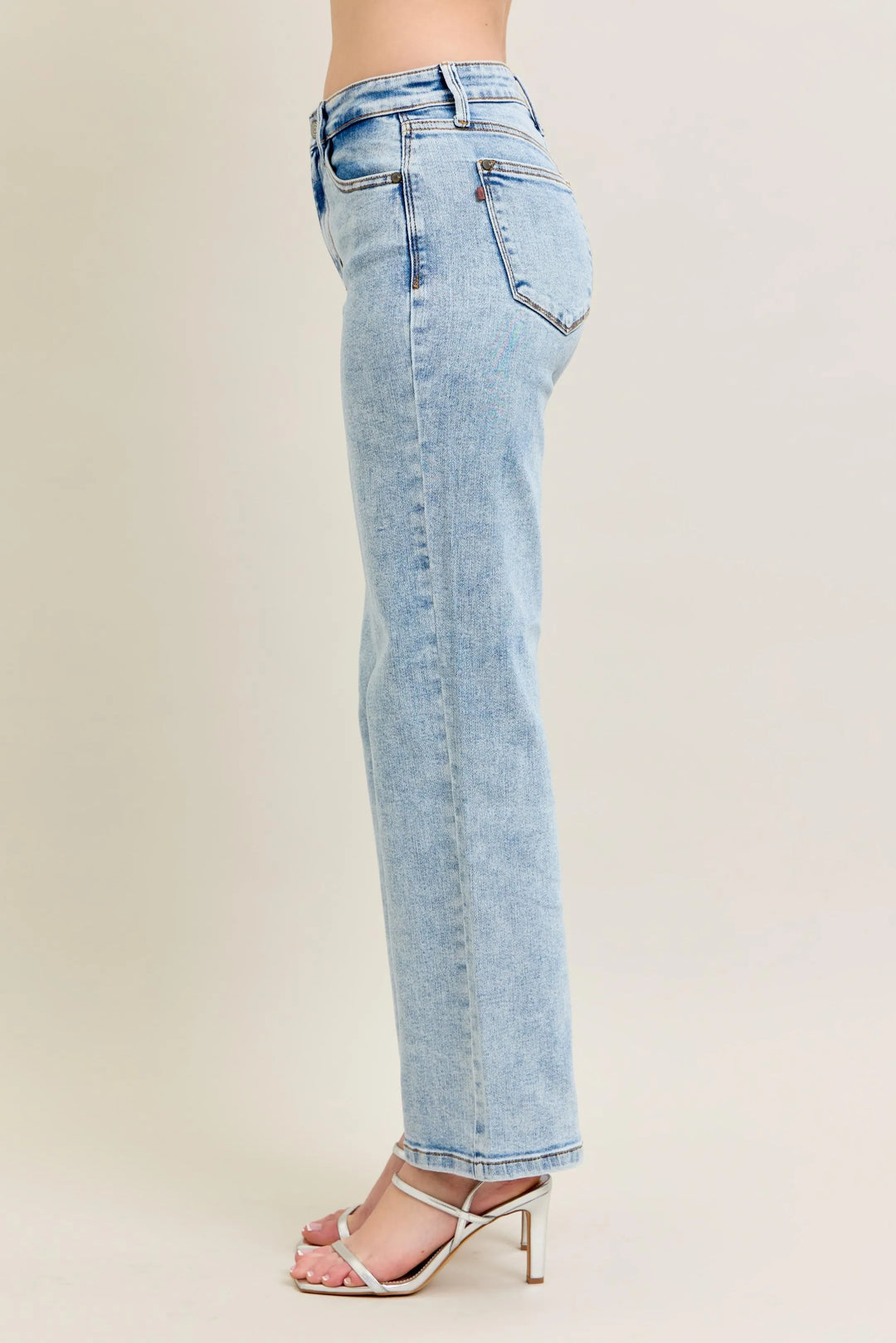 Light Judy Blue Full Size High Waist Stone Wash Straight Jeans Plus Size