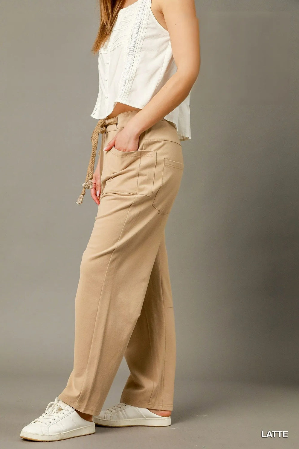 Latte Umgee Cargo Inspired Drawstring Pants