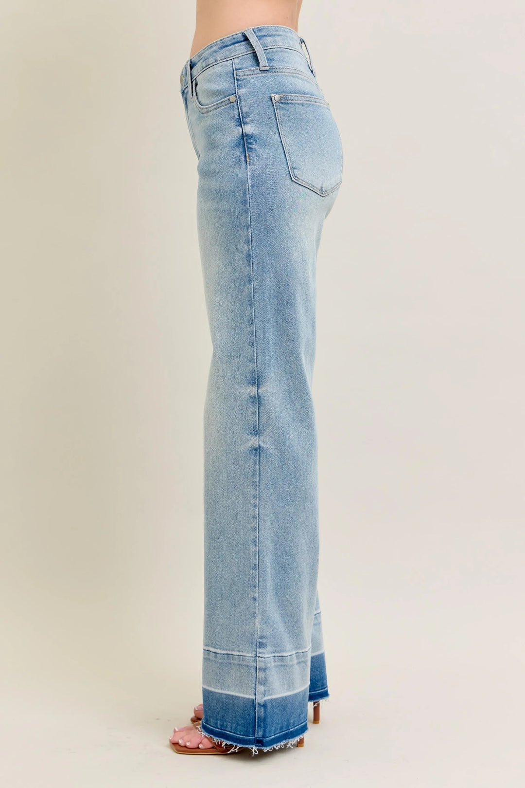 Lt Judy Blue Full Size Mr Release Hem Wide Leg Jeans Plus Size