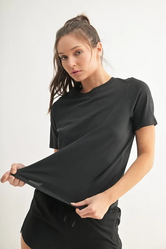 Black Mono B Round Neck Short Sleeve T Shirt 8