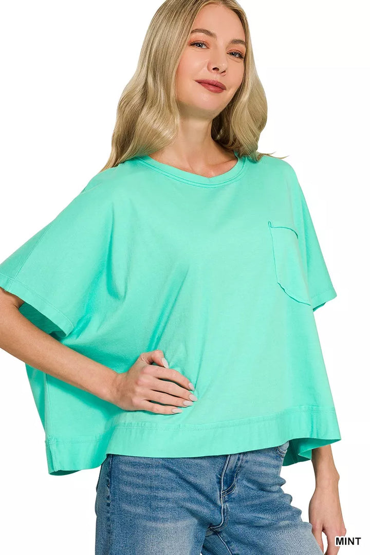 Mint Zenana Exposed Seam Boxy Top 2