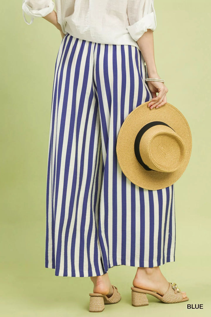 Umgee Vertical Stripe Wide Leg Pants 1